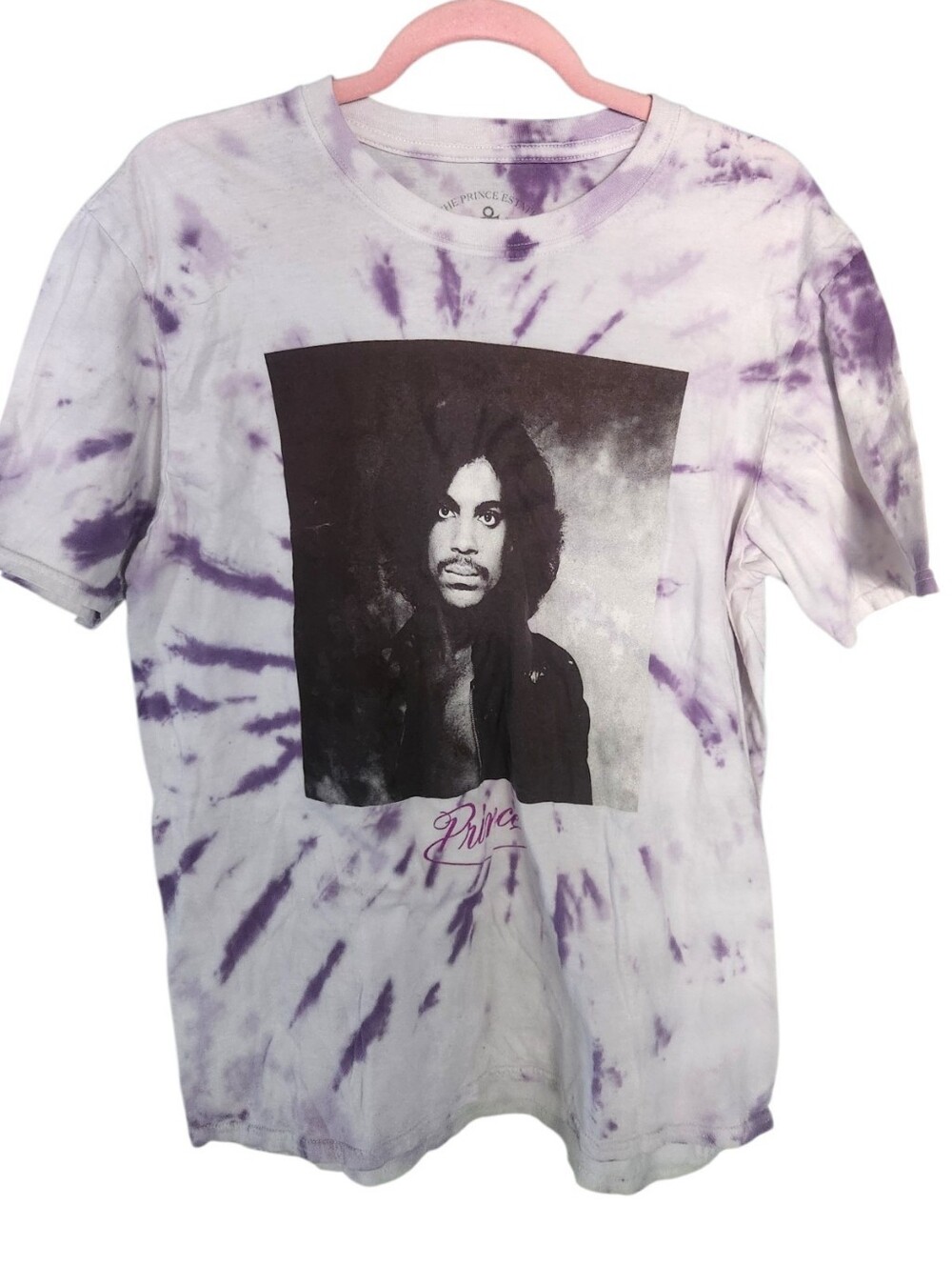 Official The Prince Estate Purple White Tie Dye Graphic Concert Tee Unisex Sz LG